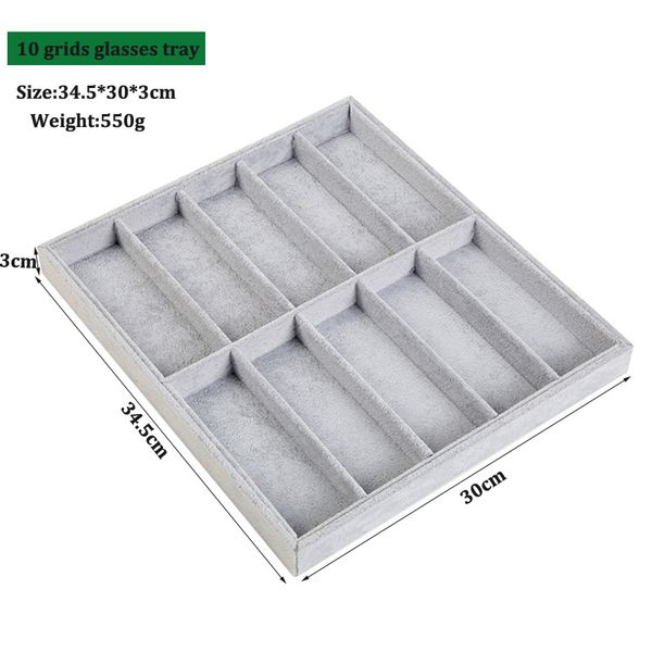 

fashion glasses cases beige 10 grids sunglasses display box props jewelry organizer tray 220617, Black;blue