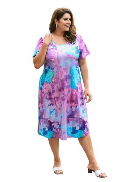 

emery rose plus tie dye tee dress r51g#, Black