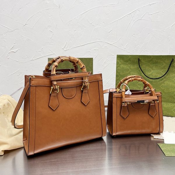 

new premium retro bamboo women's shoulder bags leather big designer shopping bag large capacity 27cm fashion totes luxury wallet messen