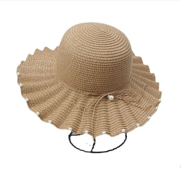 

female sun-proof summer sun beach hat seaside big brim bow dome woven st wholesale jllixr, Blue;gray