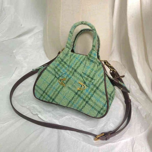 

japanese vivi bowling bag western empress dowager hollow saturn chocolate plaid messenger bag female