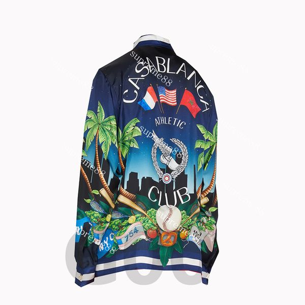 

casablanca 23ss designer shirts island flower and bird sports baseball men and women hawaii long sleeve shirt, White;black
