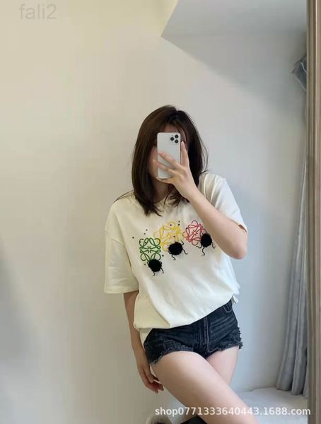 

women's t-shirt designer 22s brand new chihiro co branded t small coal ball short sleeved embroidered letters men's and women&#039, White