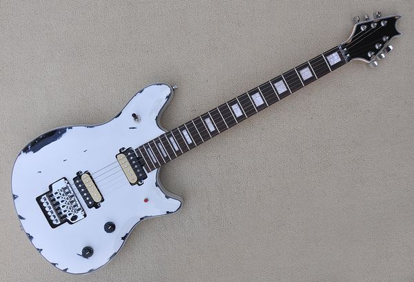 

factory custom white electric guitar with vintage style,rosewood fretboard,double rock bridge,chrome hardware,can be customized