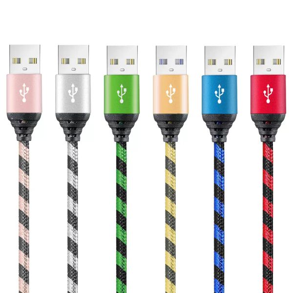 Cavi intrecciati piatti colorati 1M 2M Tipo-C Cavo di sincronizzazione della linea dati USB per caricabatterie intrecciato per Samsung s7 edge s8