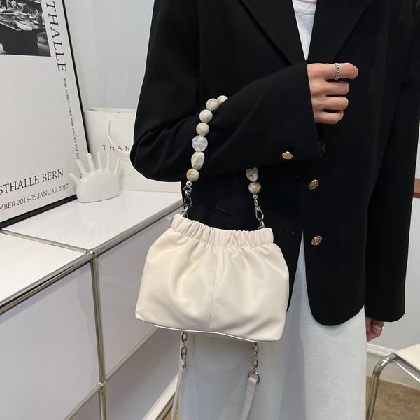 

designer bags grade leather brand new nude fashion pleated chain crossbody bag 21cm