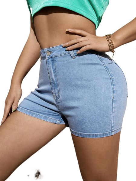 

sxy zipper fly light wash denim shorts 95rh#, White;black