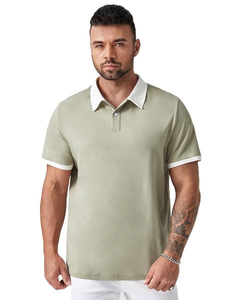 

extended sizes men contrast trim polo shirt k2jm#, White;black
