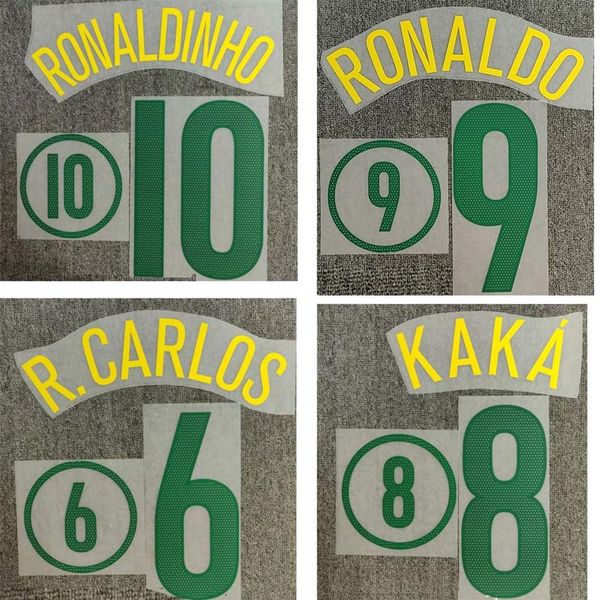

2004 nameset #9 ronaldo #10 ronaldinho #6 r.carlos #8 kaka printing iron on heat transfer patches314t