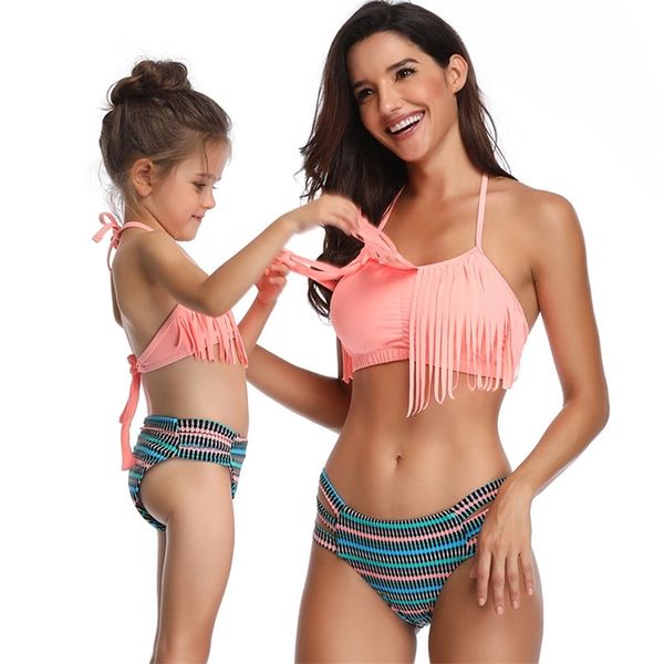 Familie passende Bademode Mutter Tochter Taseel Bikini Badeanzug Brachwear Bademode Familie passende Outfits Mama Kinder Badeanzug 220426