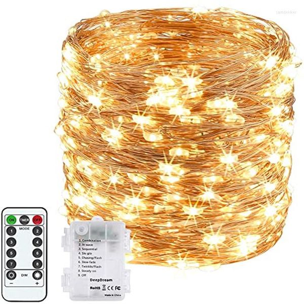 Stringhe LED Fairy Garland Twinkle String Lights Telecomando a 8 modalità Filo d'argento impermeabile Decorazione natalizia LED LEDLED