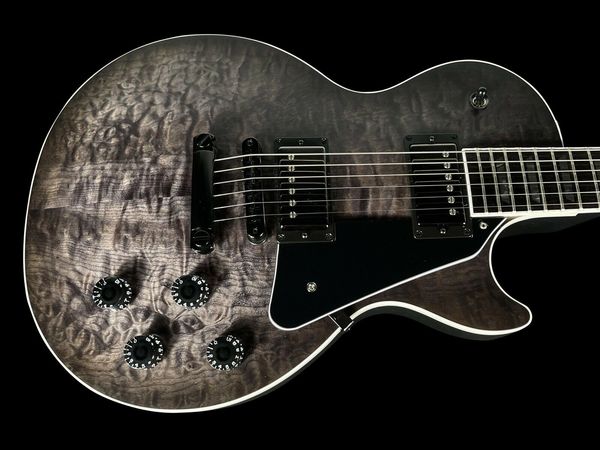 

paul dark knight quilt w satin finish & black hw trans ebony electric guitar