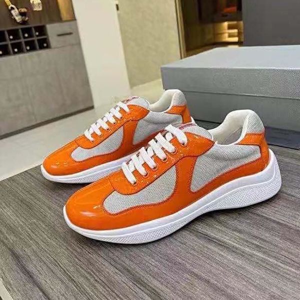 

brand shoes men america's cup bike fabric sneakers boot patent leather mesh flat shoe rubber bottom trainers designer sneaker green red