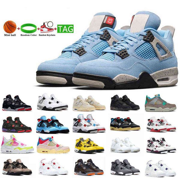 

university blue women men basketball shoes jumpman 4 white oreo cement sneakers trainers sports size 36-47