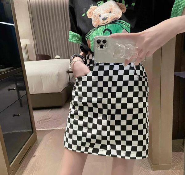 

skirts designer 22ss half skirt children's short cover style spring black and white college large checkerboard crotch a-line je8y