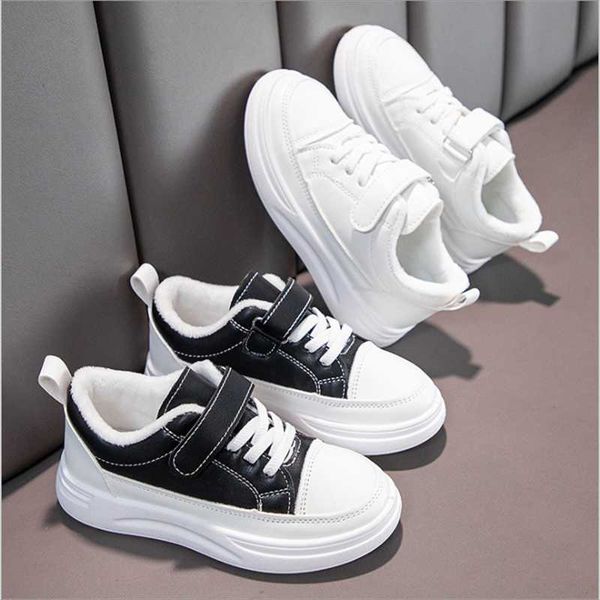 

athletic outdoor children sneakers kids baby white shoes winter plush warmth 2023 fashion boys and girls casual sports anti-slippery unise 1, Black