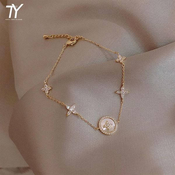

new bracelet mode micro zirkoon korean women's jewelry classic alloy plum blossom cross shape bracelet2843, Golden;silver