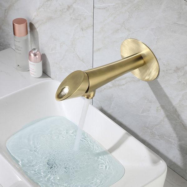 

modern brushed golden bathroom water spout basin faucet single handle in wall mounted sink mixer tap wholesale and retail