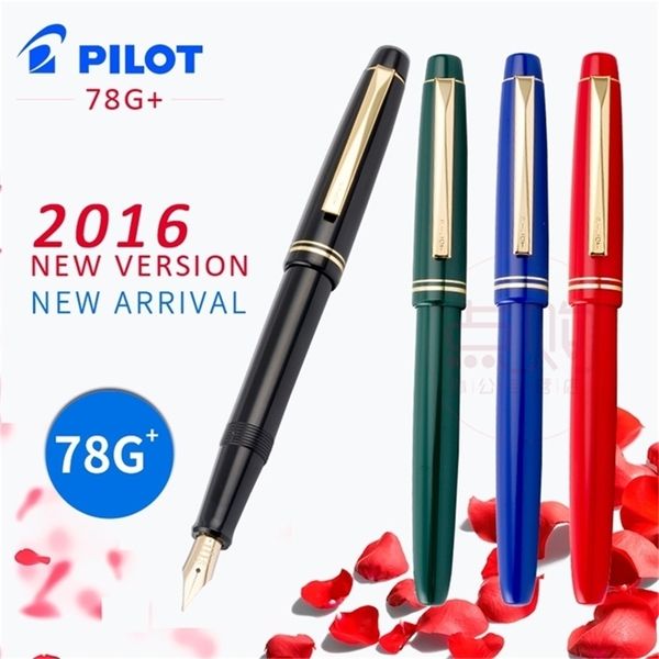 Пилот 78G 78G 22K Golden Original Fountain Pen Студенты практикуйте каллиграфию ef f m nib чернил картридж Con40 конвертер 220812