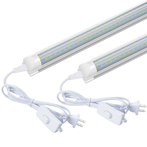 Estoque dos EUA T8 Luzes de tubo LED integrados 4 pés 40W Campa transparente branca fria V Tubos em forma de luz Light Shop Garage Office