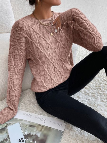 

cable knit drop shoulder sweater n3ls#, White;black
