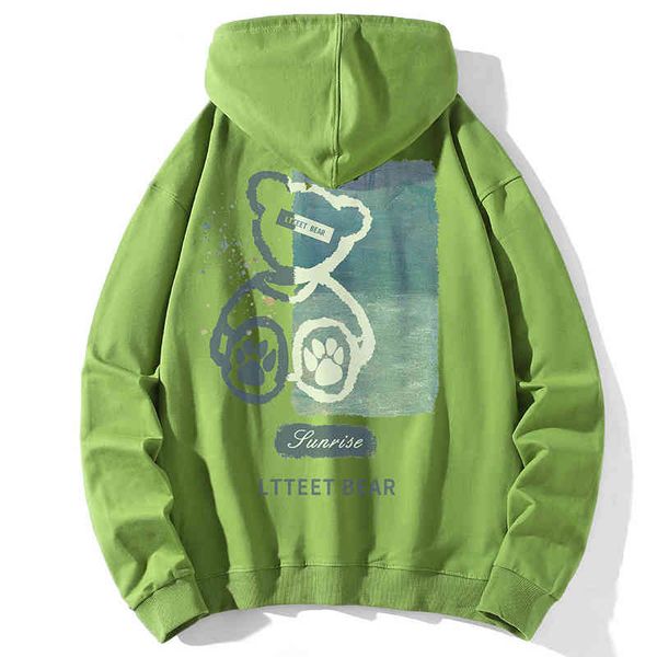 

letter sweater men's spring and autumn trend versatile loose ins high street 2022 new hooded coat, Black