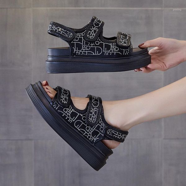 

sandals designer women's footwear summer shoes woman flats female platform gladiator women 2022 beach sandles heel, Black