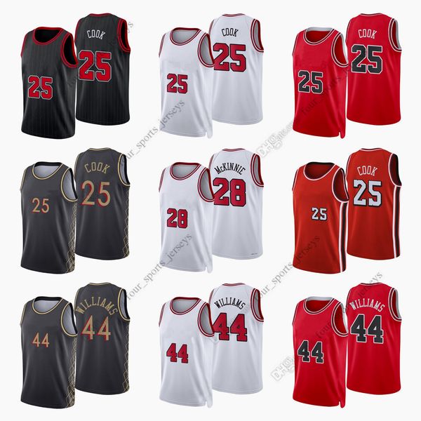 

kaws print 2022 new city basketball jerseys simonovic 25 tyler cook 28 alfonzo mckinnie 44 patrick williams printed jersey, Black;red