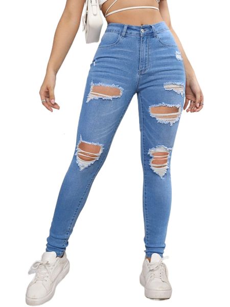 

ripped skinny jeans 52cg#, Blue