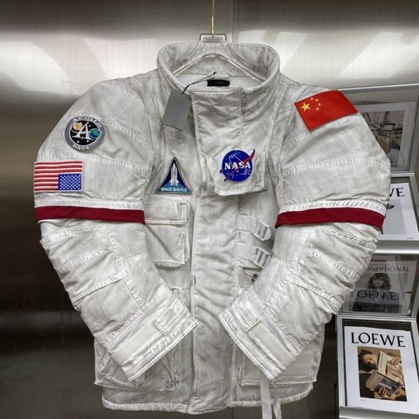 

r down jacket astronaut space jackets men's stand collar warm winter, Black