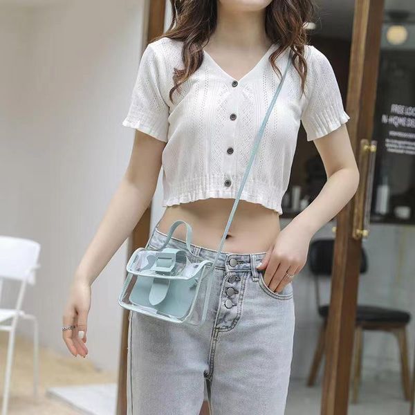 

transparent bag single shoulder diagonal simple mobile phone small square bag