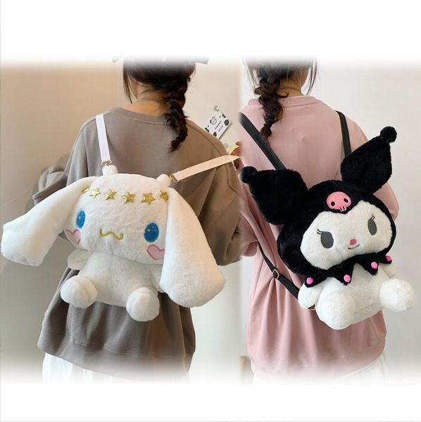 Zaino in peluche nero rosa bianco grande occhio ragazza accessori morbidi carini borsa a tracolla con cerniera regalo di compleanno per ragazze