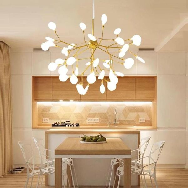 Lâmpadas pendentes de lustre moderno LED Firefly Light Light Tree Tree Branch Lamp for Kitchen Living Room Children Loft BedroomPenda