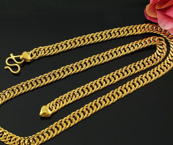 

6mm jacquard double button 18k chain men's gold plating 50cm, Silver