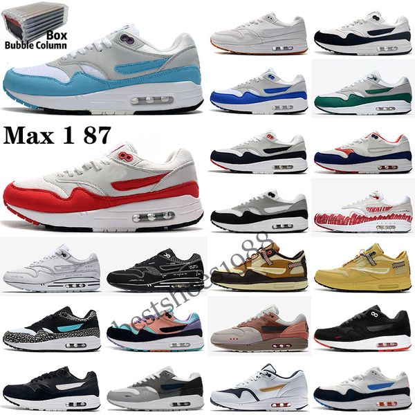 Nike Air Max 1 87 1 1s Daisy Pack Men Donne Running Shoes Anniversary Blue Royal Patch Parra Black Leopard 87 Noise Aqua Mens Fashion Trainer Sneaker Sports Times 36-45