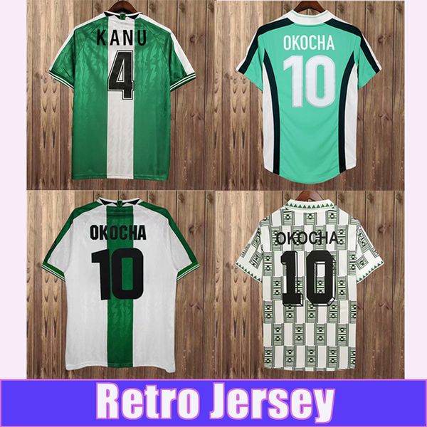 1994 1996 1998 OKOCHA FINIDI Mens Retro Soccer Jerseys National Team KANU Home Green White Away Football Shirt Short Sleeve Uniformes