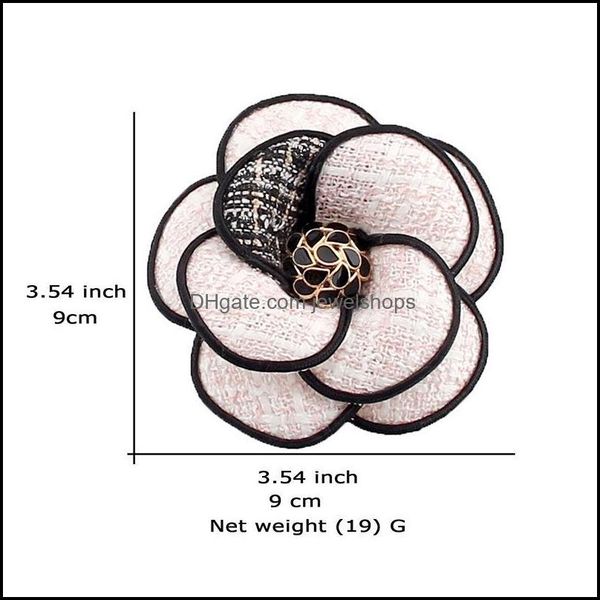 

pins brooches jewelry high-end vintage fabric camellia flower for women fashion suit cardigan lapel pins cor badge gifts drop delivery 2021, Gray
