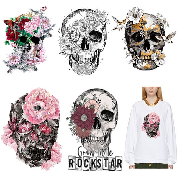 Fashion Punk Skull Trasferimento termico per vestiti Abbigliamento termico fai-da-te Ferro sulle toppe Uomo Donna T-shirt Applique 220611