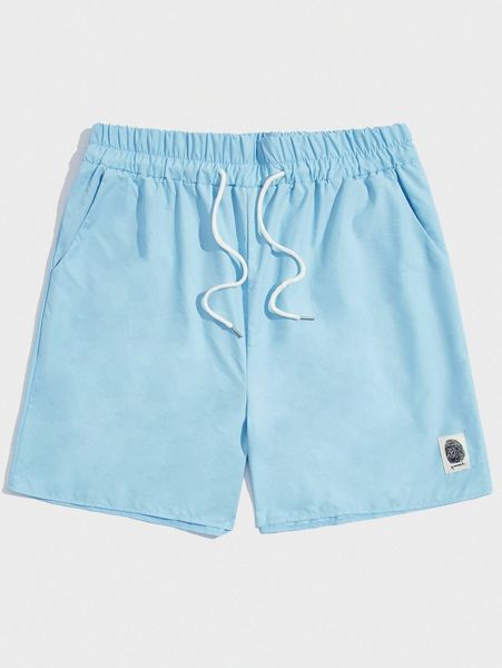 

romwe guys fingerprint graphic drawstring shorts b3dz#, White;black