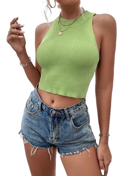 

ribbed knit tank u8qe#, White