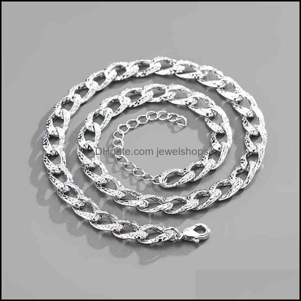 

pendant necklaces pendants jewelry ins metal texture 2022 new rap hiphop24k gold 9mm cuban chain drop delivery 202 dhayv, Silver