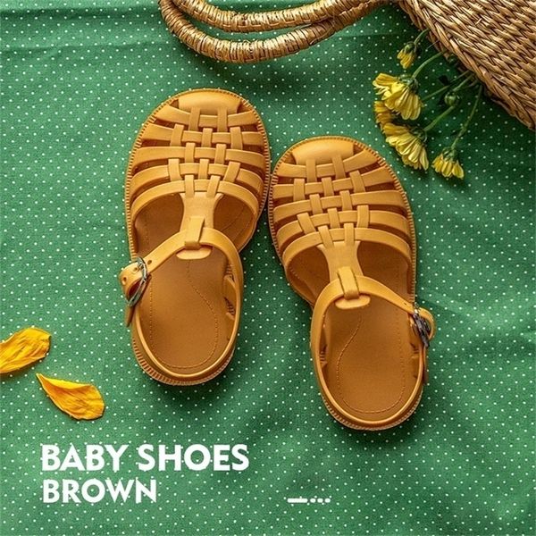 

baby gladiator sandals casual breathable hollow out roman shoes pvc summer kids shoes beach children sandals girls dropship 220711, Black;red