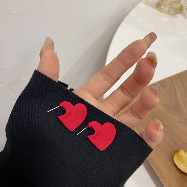 

jewelry 925 silver simple sweet love earrings red letter shaped, Golden;silver