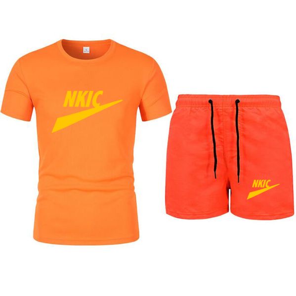 2022 sommer Casual Männer Sets Trainingsanzug Mode Oansatz 100% Baumwolle T-shirt Shorts 2 Stück Set Herren Marke brief druck Sport tragen