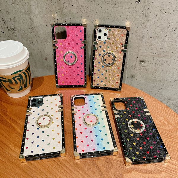 

for iphone 14plus 11 12 13 pro max xs xr x 7 8 plus luxury designer glitter phone case square women love fashion stand gradient diamond case