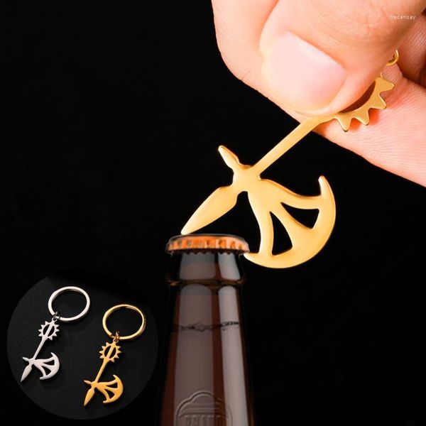 Keychains Axe Bottle abridor de chaves de chaveiro Viking Punk Gothic Gold Color Aço inoxidável Presente para homens garotas de garotas Jóias de anel