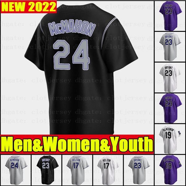 

new men women youth kids 2021 baseball jerseys nolan arenado trevor stort charlie blackmon colorado david dahl daniel murphy rockies ian des, Blue;black