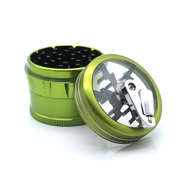 2022 Acessórios para fumantes de tabaco mais recentes Herb Quatro 4 camadas Alumínio Aluminor Grinder Diâmetro de metal de 63 mm Controle de mão para Somking Pipe