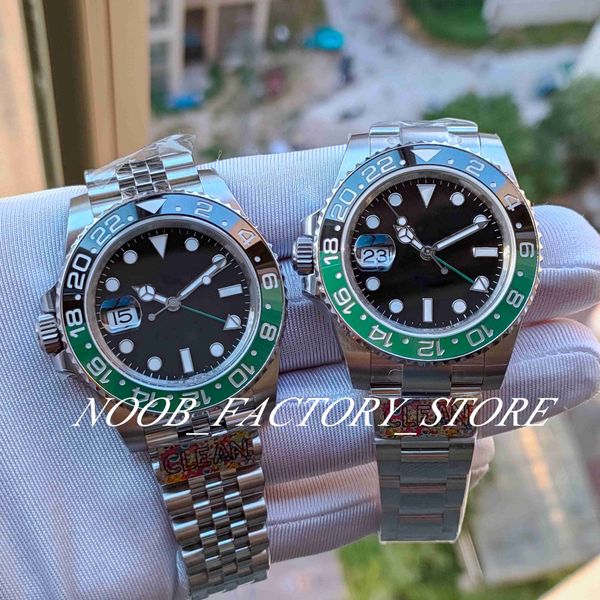 

men left hand watch super clean factory green ceramic bezel automatic cal.3186 movement 904l steel bracelet pepsi watches luminous sapphire, Slivery;brown