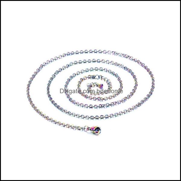 

chains 2021 rainbow color adjustable stainless steel link chain diy necklaces jewelry making 70/50/45cm with lobster cla bdedome dhvjl, Silver